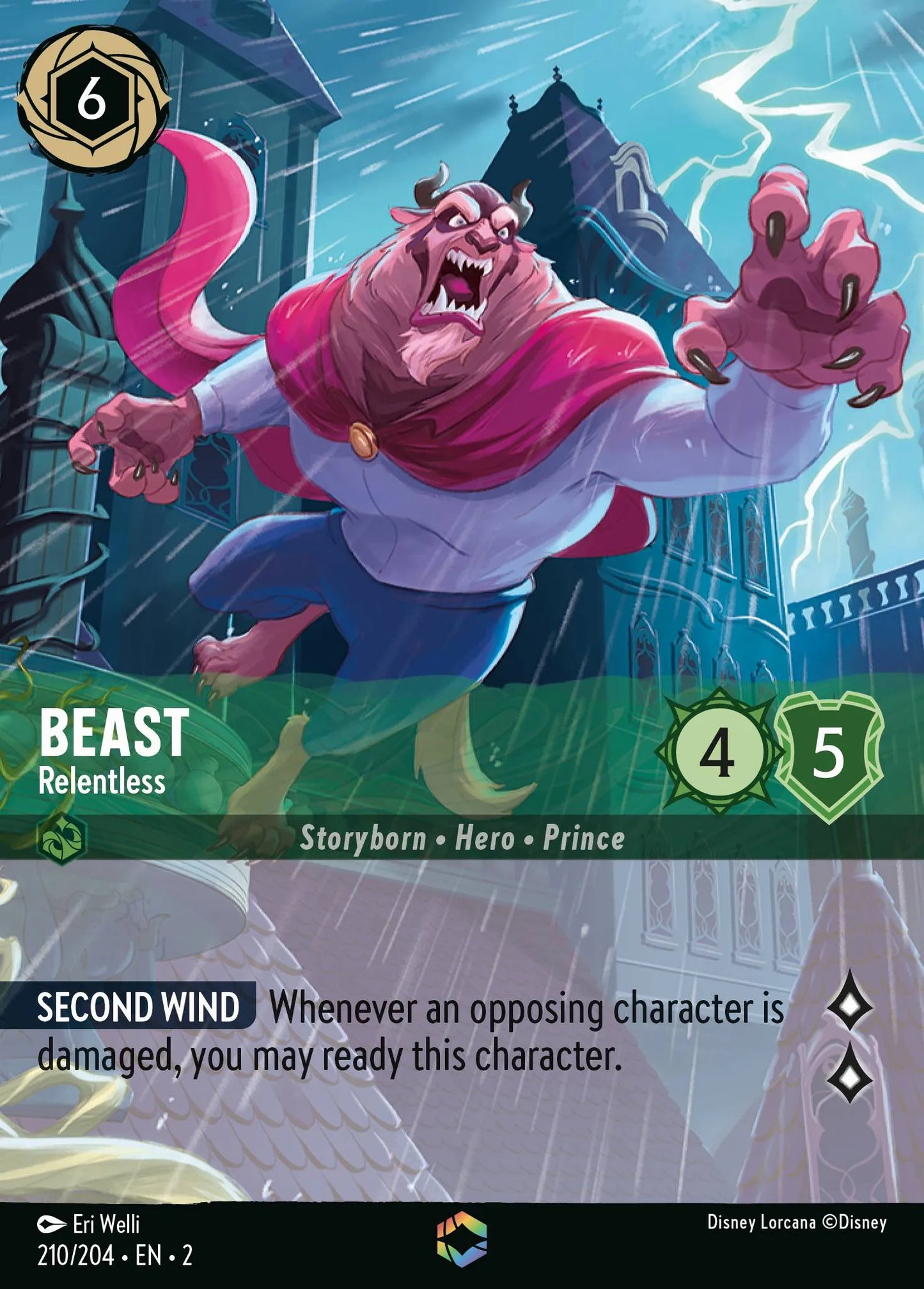 Beast - Relentless (002-210) - Set 2: Rise of the Floodborn - Disney Lorcana Enchanted