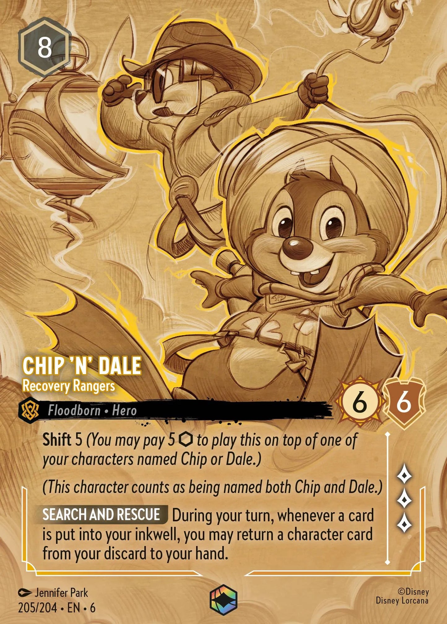 Chip 'n' Dale - Recovery Rangers (006-205) - Set 6: Azurite Sea - Disney Lorcana Enchanted