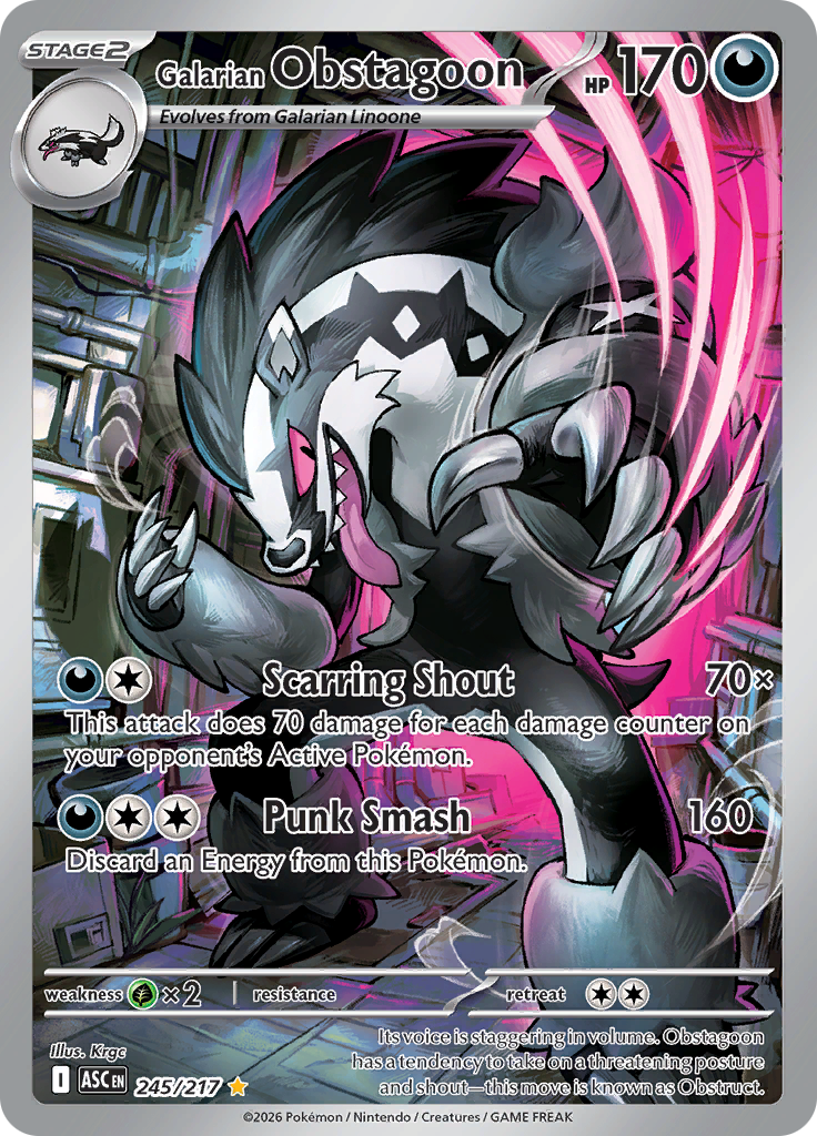 Galarian Obstagoon 245/217 from Ascended Heroes (ASC) - Illustration Rare English Pokémon TCG single card