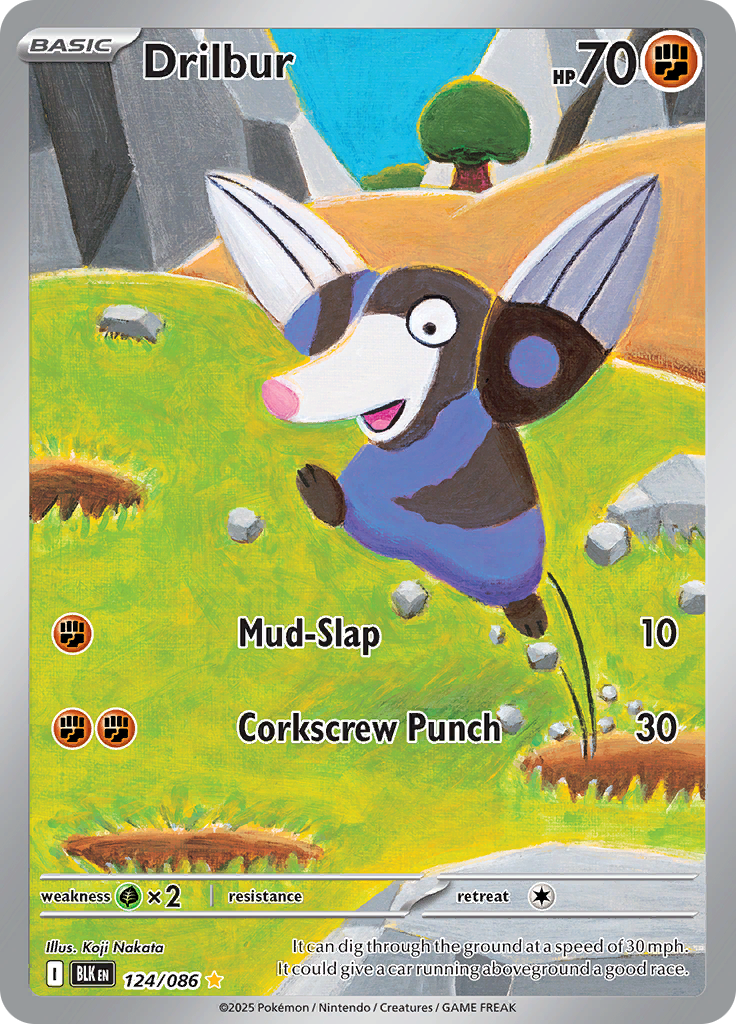 Drilbur 124/086 from Black Bolt (BLK) - Illustration Rare English Pokémon TCG single card