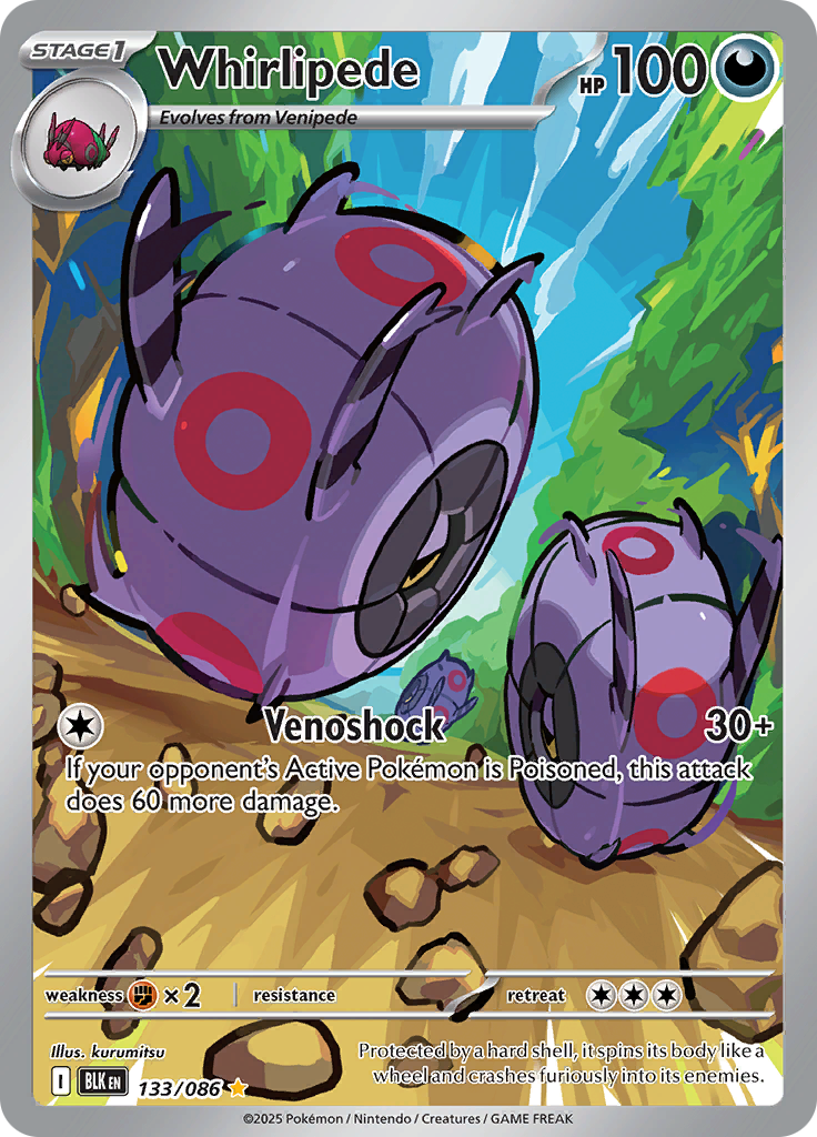 Whirlipede 133/086 from Black Bolt (BLK) - Illustration Rare English Pokémon TCG single card