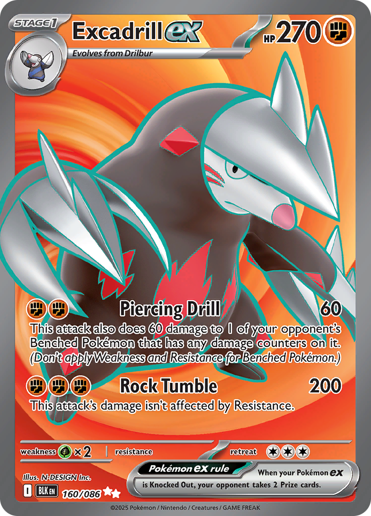 Excadrill ex 160/086 from Black Bolt (BLK) - Ultra Rare English Pokémon TCG single card