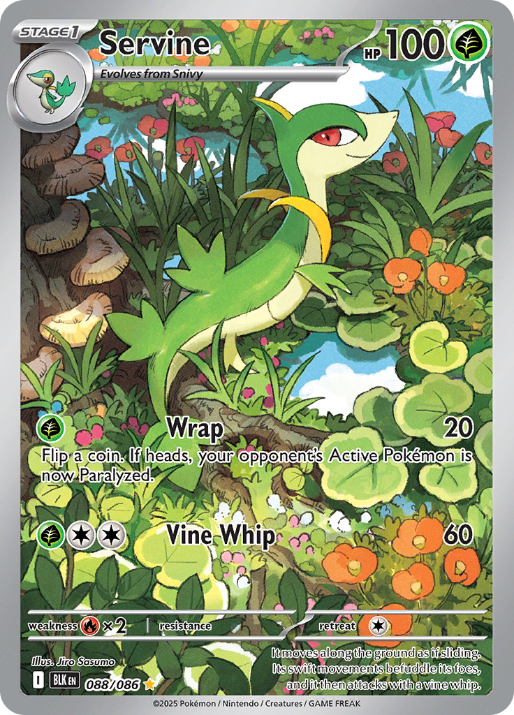 Servine 088/086 from Black Bolt (BLK) - Illustration Rare English Pokémon TCG single card