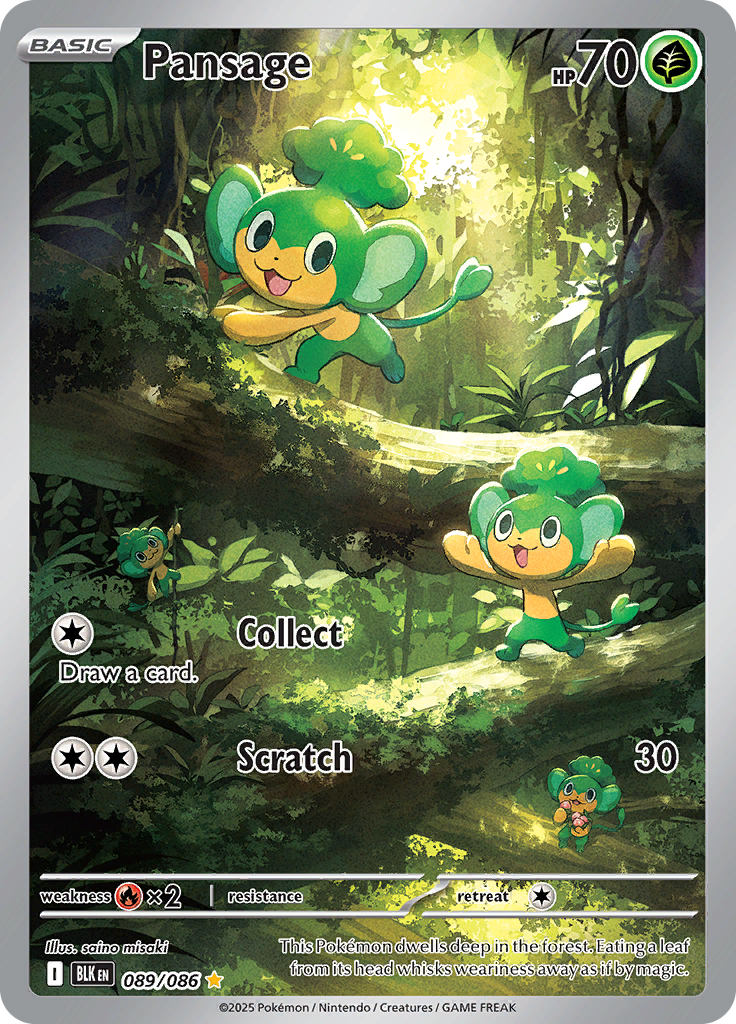 Pansage 089/086 from Black Bolt (BLK) - Illustration Rare English Pokémon TCG single card