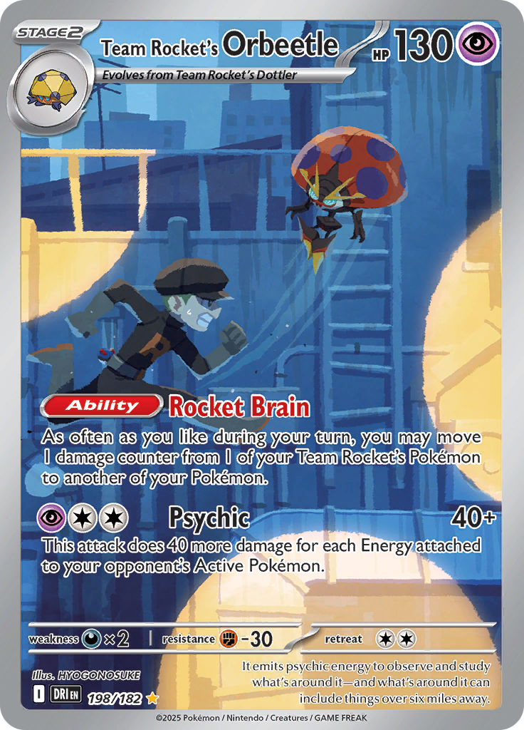 Team Rocket's Orbeetle 198/182 from Destined Rivals (DRI) - Illustration Rare English Pokémon TCG single card