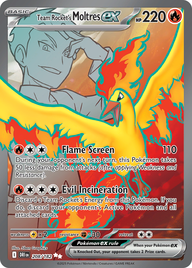 Team Rocket's Moltres ex 208/182 from Destined Rivals (DRI) - Ultra Rare English Pokémon TCG single card