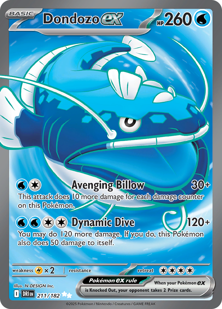 Dondozo ex 211/182 from Destined Rivals (DRI) - Ultra Rare English Pokémon TCG single card