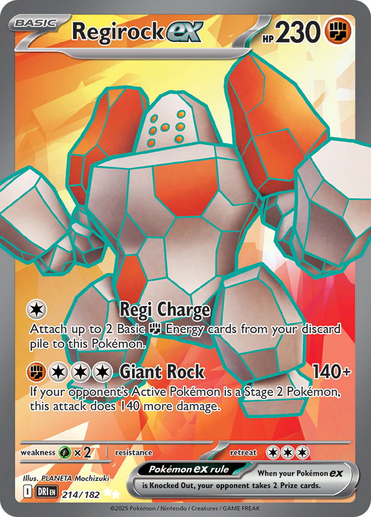 Regirock ex 214/182 from Destined Rivals (DRI) - Ultra Rare English Pokémon TCG single card