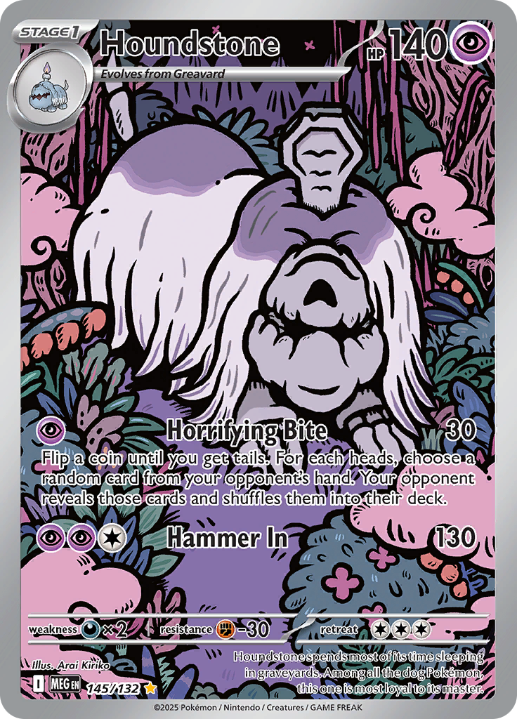 Houndstone 145/132 from Mega Evolution (MEG) - Illustration Rare English Pokémon TCG single card