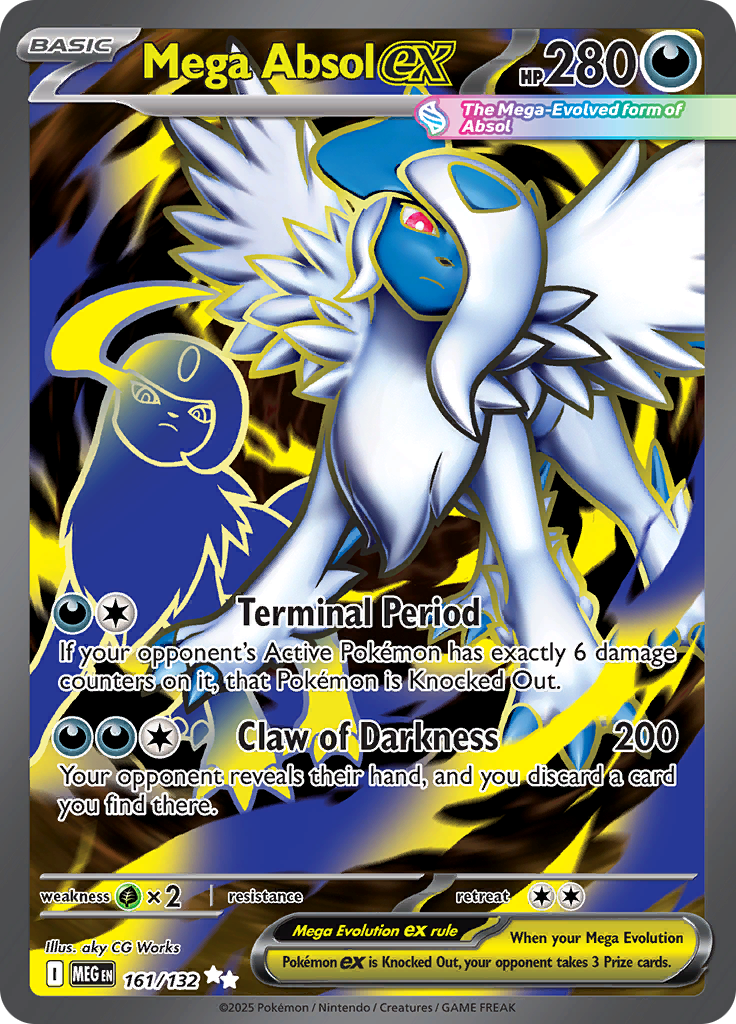 Mega Absol ex 161/132 from Mega Evolution (MEG) - Ultra Rare English Pokémon TCG single card