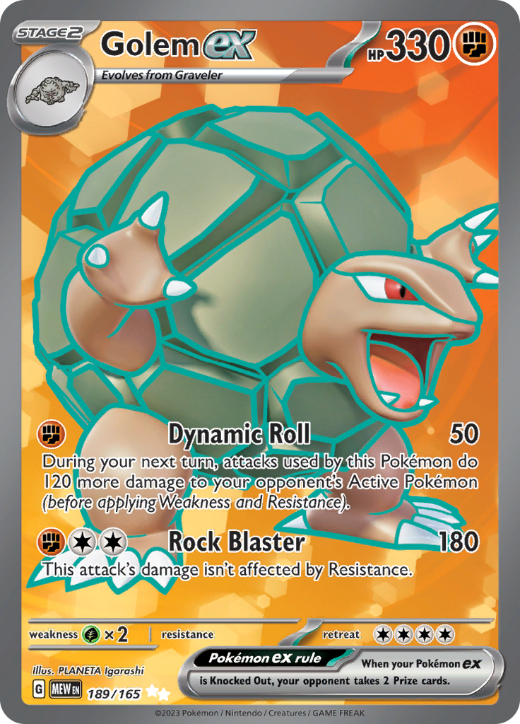 Golem ex 189/165 from Pokémon 151 (MEW) - Ultra Rare English Pokémon TCG single card