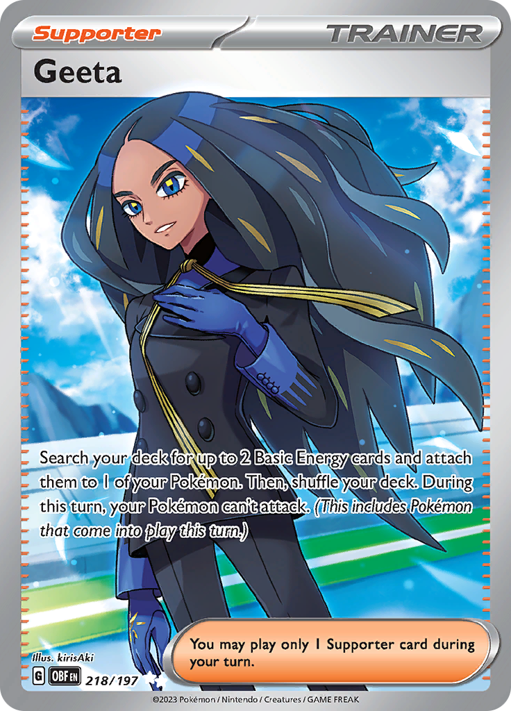 Geeta 218/197 from Obsidian Flames (OBF) - Ultra Rare English Pokémon TCG single card