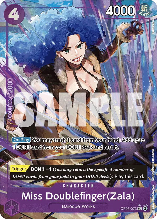 Miss Doublefinger(Zala) (OP05-073) PRB01 Alternate Art (AA)