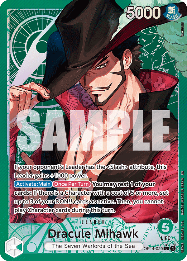 Dracule Mihawk (OP14-020) OP14-EB04 Leader Alt Art (AA)