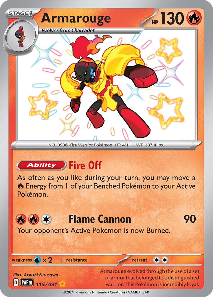 Armarouge 115/091 from Paldean Fates (PAF) - Shiny Rare English Pokémon TCG single card