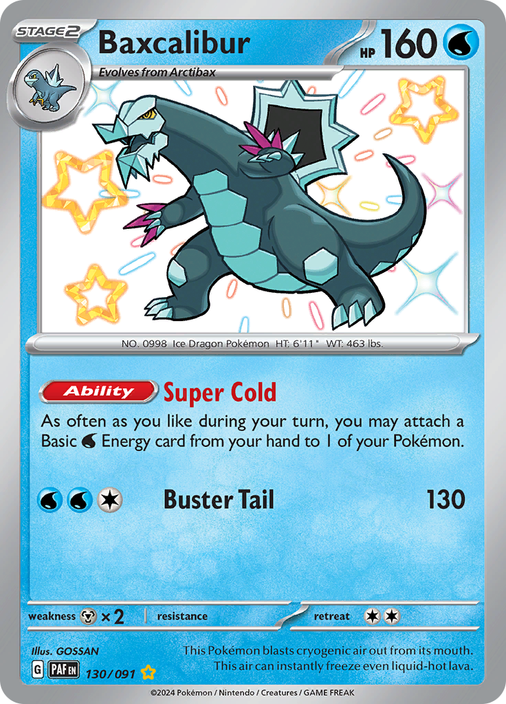 Baxcalibur 130/091 from Paldean Fates (PAF) - Shiny Rare English Pokémon TCG single card