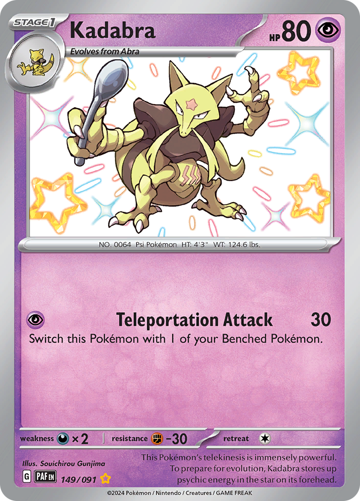 Kadabra 149/091 from Paldean Fates (PAF) - Shiny Rare English Pokémon TCG single card