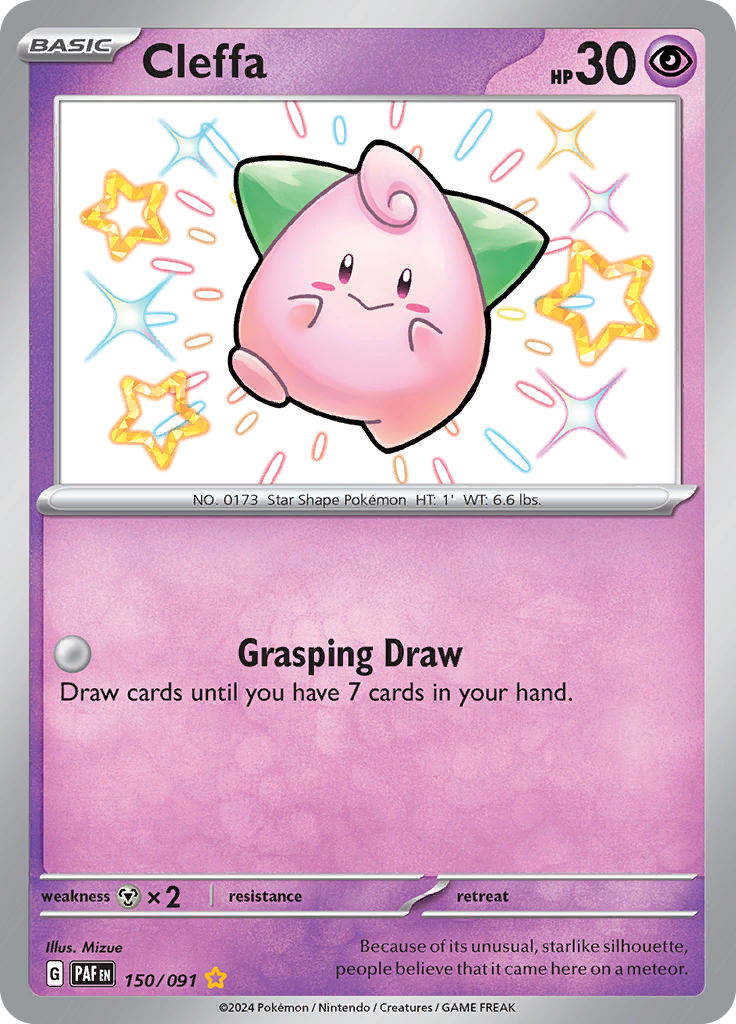 Cleffa 150/091 from Paldean Fates (PAF) - Shiny Rare English Pokémon TCG single card