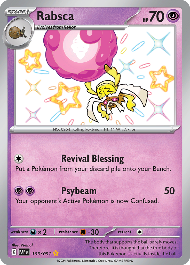 Rabsca 163/091 from Paldean Fates (PAF) - Shiny Rare English Pokémon TCG single card