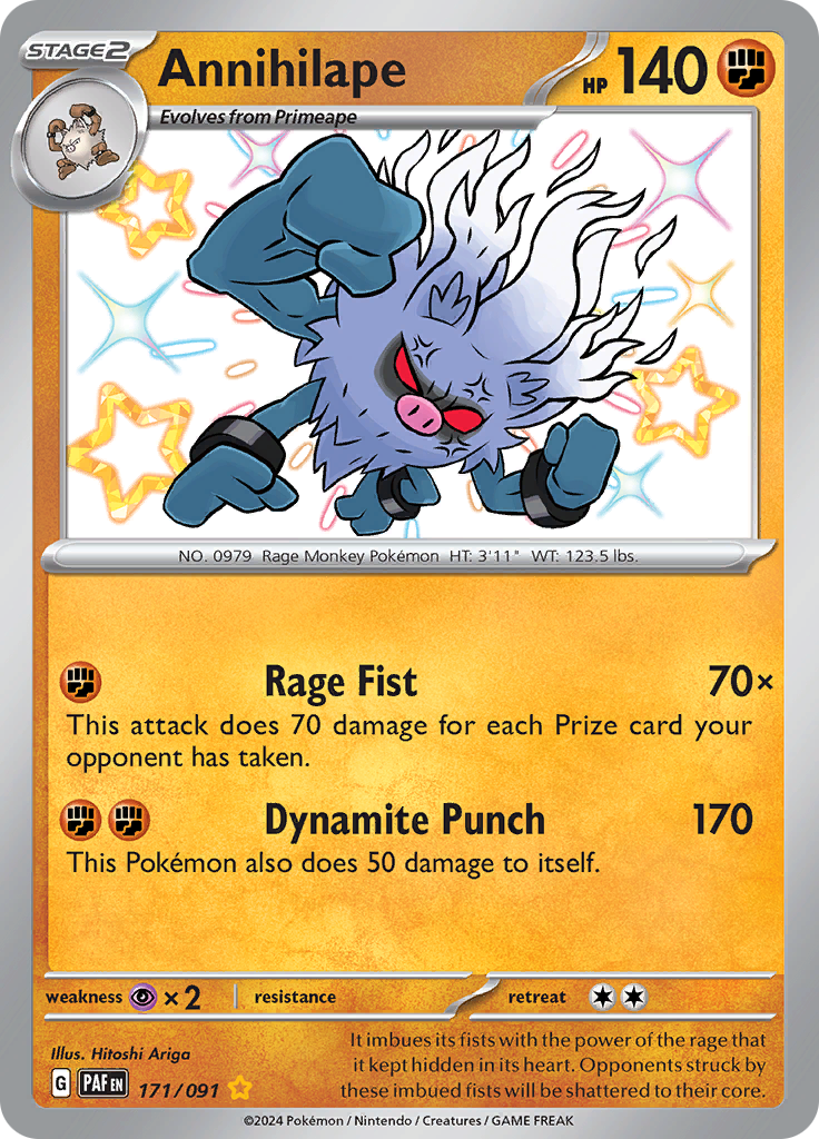 Annihilape 171/091 from Paldean Fates (PAF) - Shiny Rare English Pokémon TCG single card