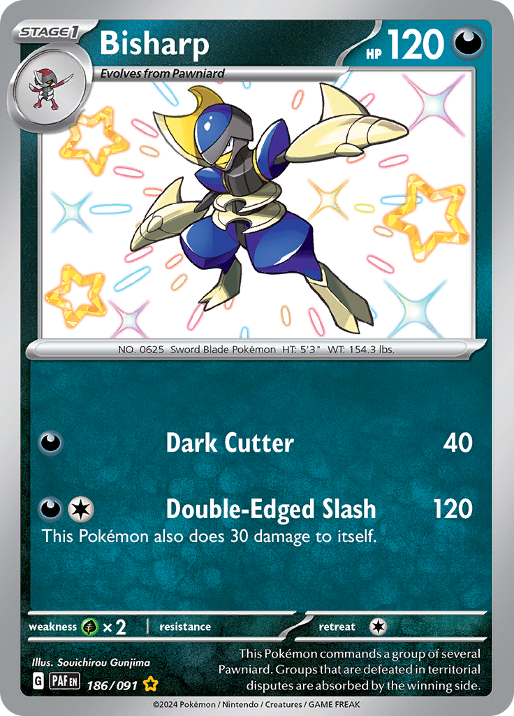 Bisharp 186/091 from Paldean Fates (PAF) - Shiny Rare English Pokémon TCG single card