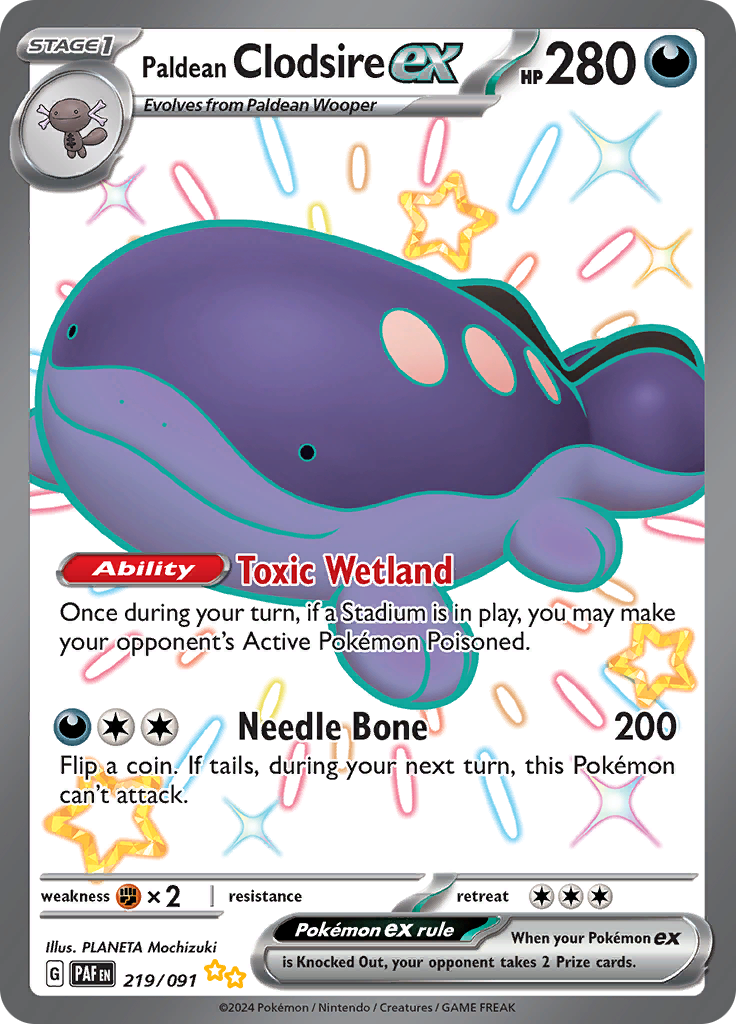 Paldean Clodsire ex 219/091 from Paldean Fates (PAF) - Ultra Rare English Pokémon TCG single card