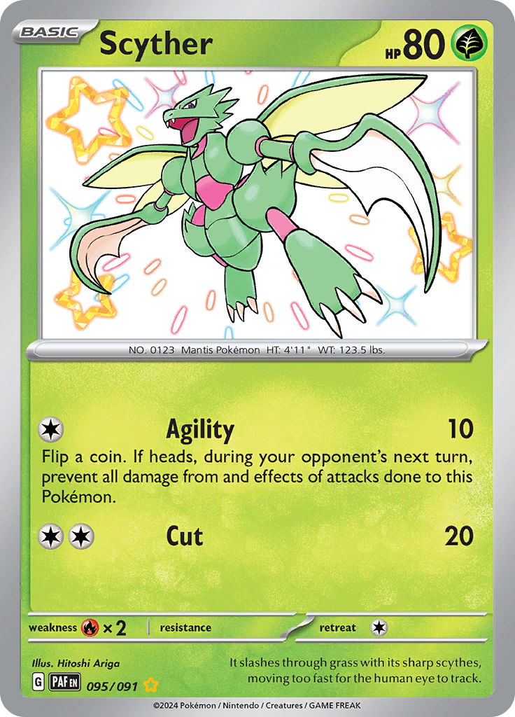 Scyther 095/091 from Paldean Fates (PAF) - Shiny Rare English Pokémon TCG single card
