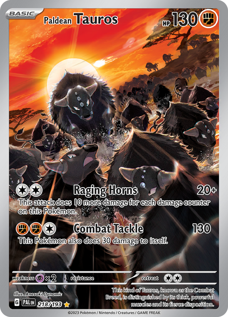 Paldean Tauros 218/193 from Paldea Evolved (PAL) - Illustration Rare English Pokémon TCG single card
