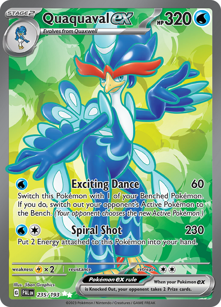 Quaquaval ex 235/193 from Paldea Evolved (PAL) - Ultra Rare English Pokémon TCG single card