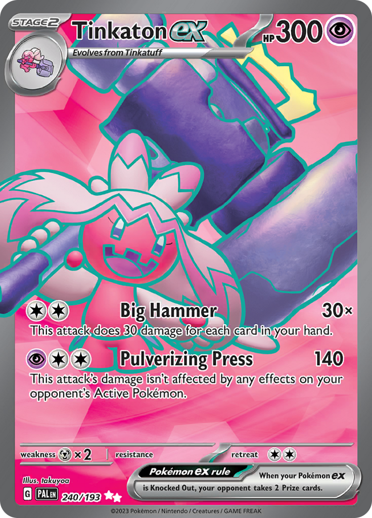Tinkaton ex 240/193 from Paldea Evolved (PAL) - Ultra Rare English Pokémon TCG single card