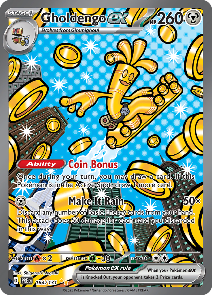 Gholdengo ex 164/131 from Prismatic Evolutions (PRE) - Special Illustration Rare English Pokémon TCG single card