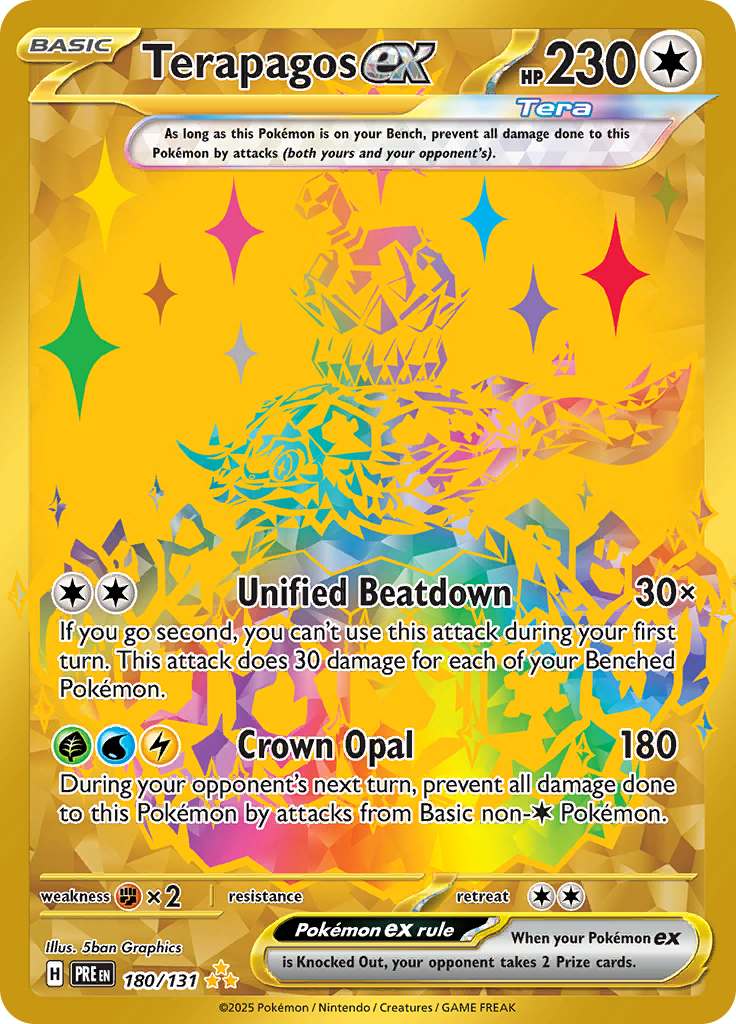 Terapagos ex 180/131 from Prismatic Evolutions (PRE) - Hyper Rare English Pokémon TCG single card
