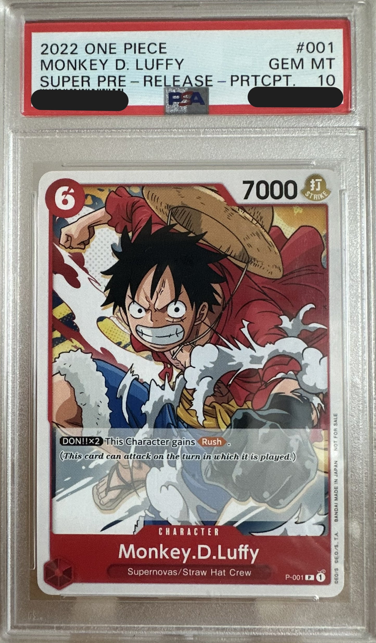 Monkey D. Luffy (P-001) Super Pre-Release PSA 10