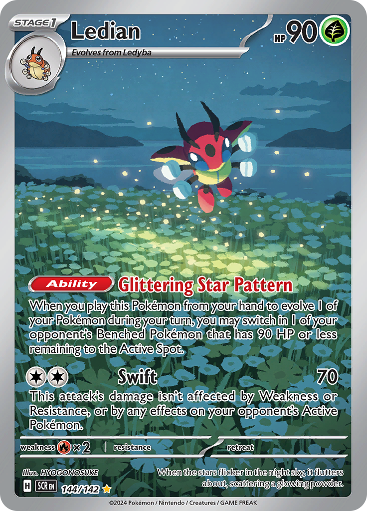 Ledian 144/142 from Stellar Crown (SCR) - Illustration Rare English Pokémon TCG single card