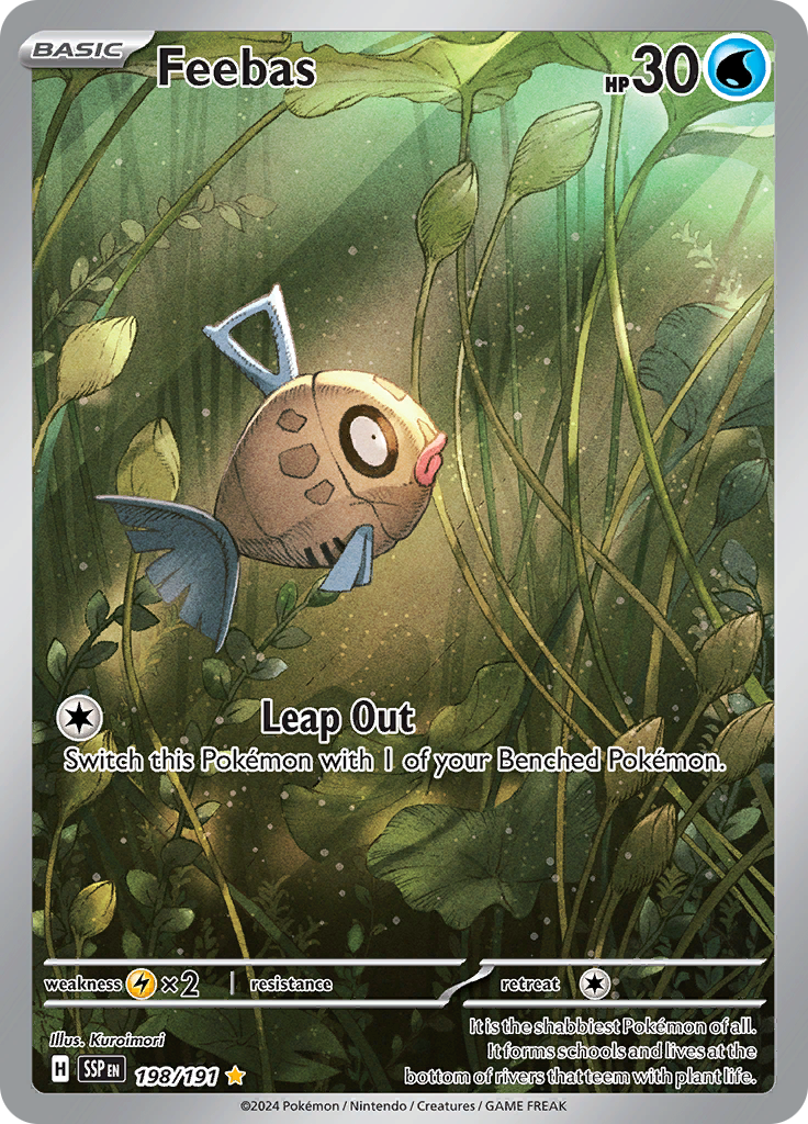 Feebas 198/191 from Surging Sparks (SSP) - Illustration Rare English Pokémon TCG single card