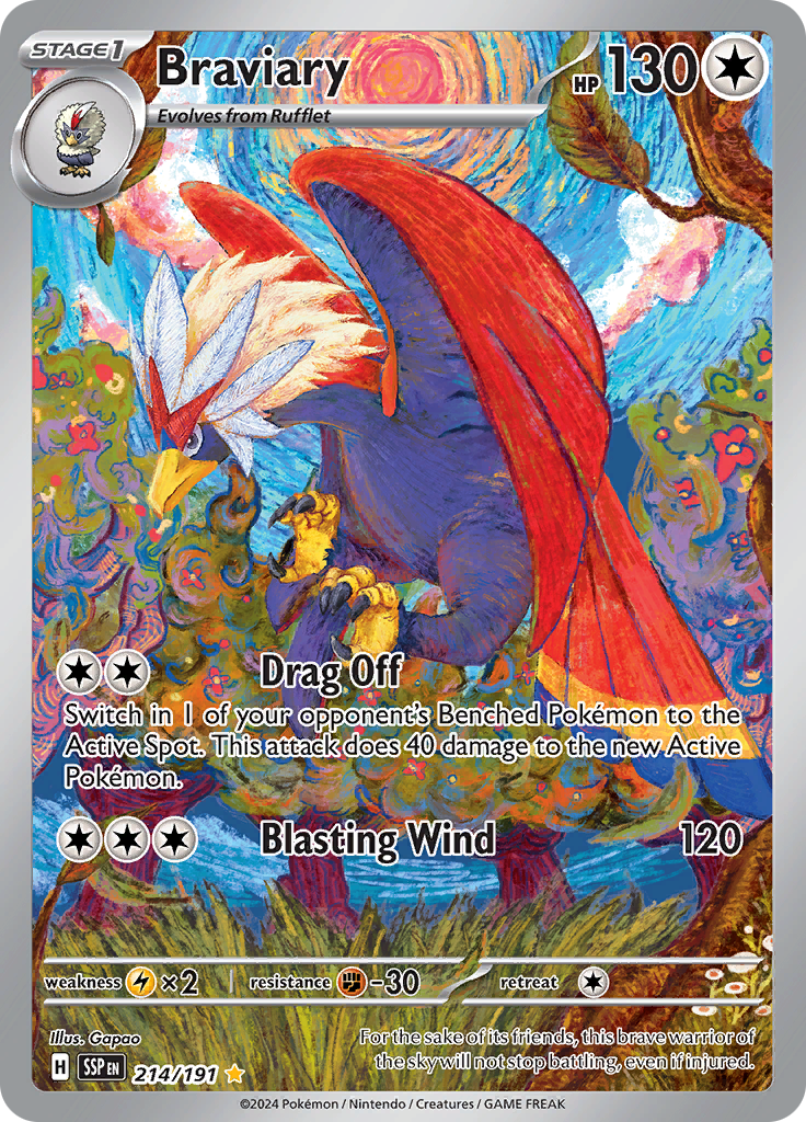 Braviary 214/191 from Surging Sparks (SSP) - Illustration Rare English Pokémon TCG single card