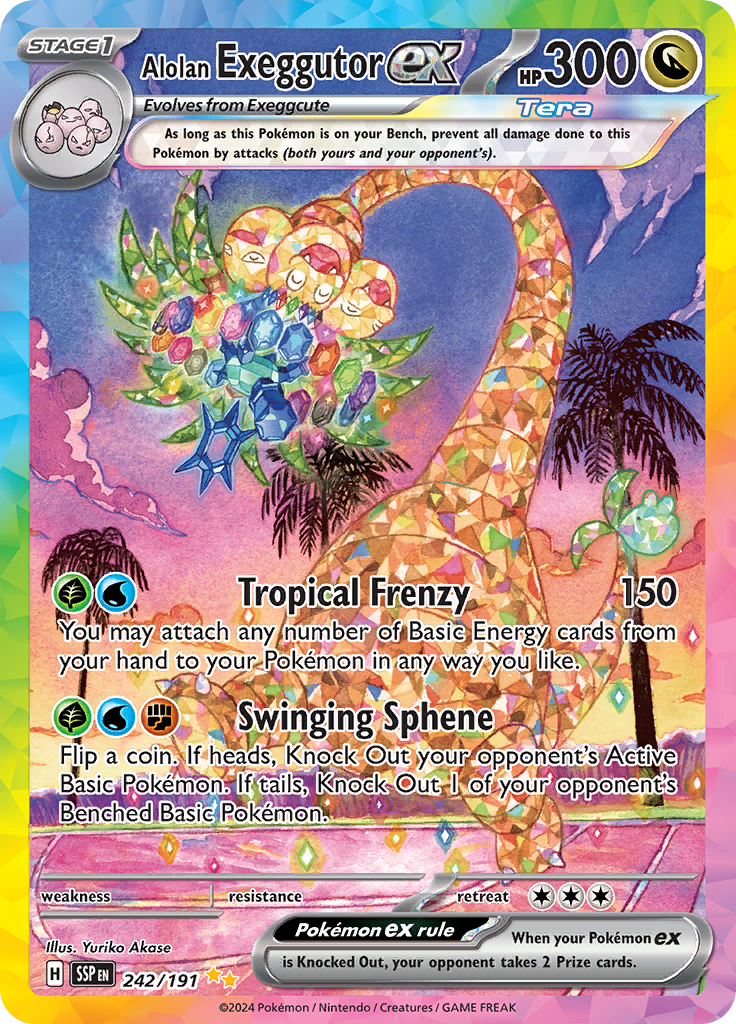 Alolan Exeggutor ex 242/191 from Surging Sparks (SSP) - Special Illustration Rare English Pokémon TCG single card