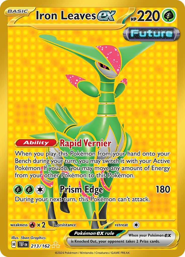 Iron Leaves ex 213/162 from Temporal Forces (TEF) - Hyper Rare English Pokémon TCG single card