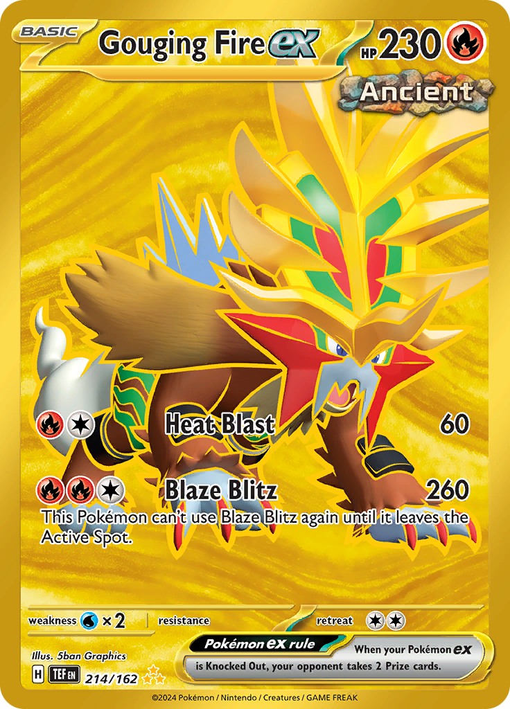 Gouging Fire ex 214/162 from Temporal Forces (TEF) - Hyper Rare English Pokémon TCG single card