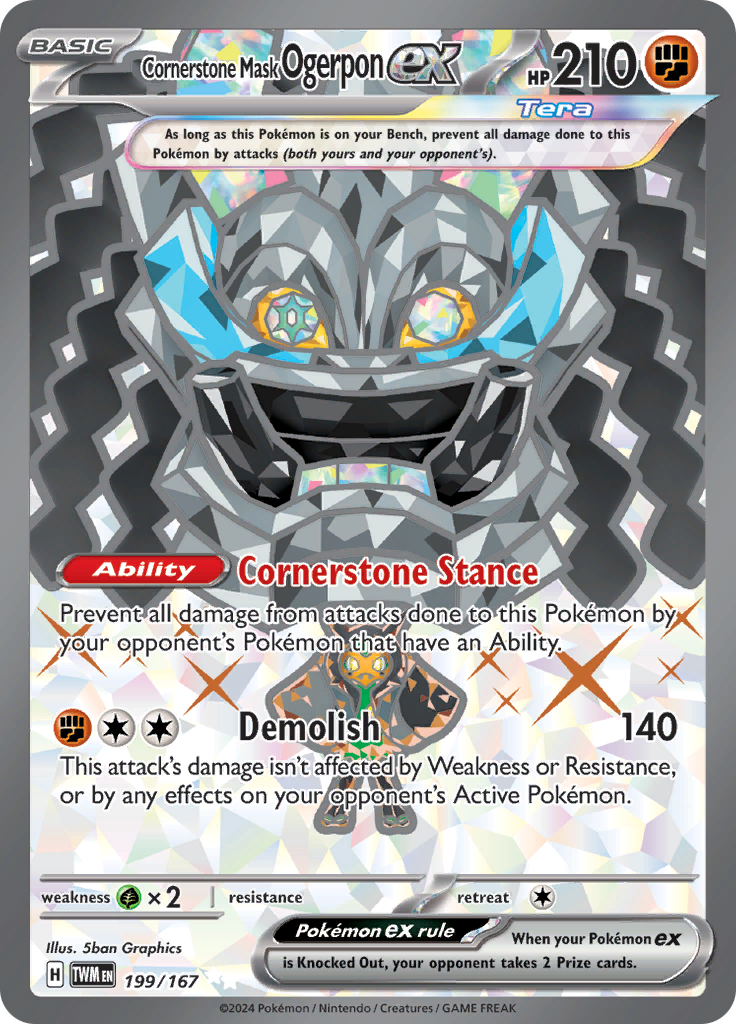 Cornerstone Mask Ogerpon ex 199/167 from Twilight Masquerade (TWM) - Ultra Rare English Pokémon TCG single card
