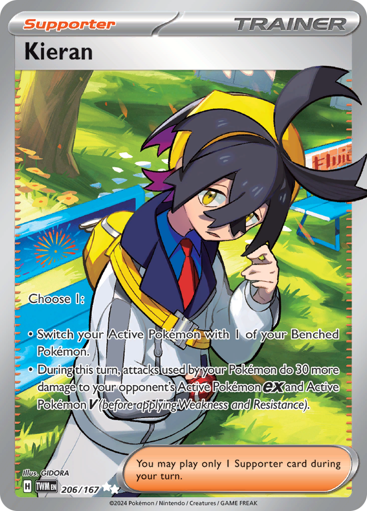 Kieran 206/167 from Twilight Masquerade (TWM) - Ultra Rare English Pokémon TCG single card