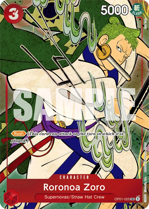 Roronoa Zoro OP01-025 English 1st Anniversary Set One Piece card