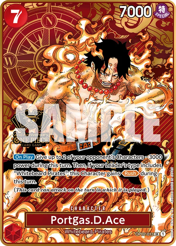 Portgas.D.Ace OP02-013 Japanese 2nd Anniversary Set One Piece card
