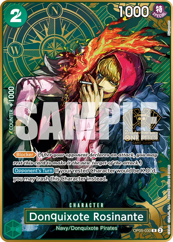 Donquixote Rosinante OP05-030 Japanese 2nd Anniversary Set One Piece card