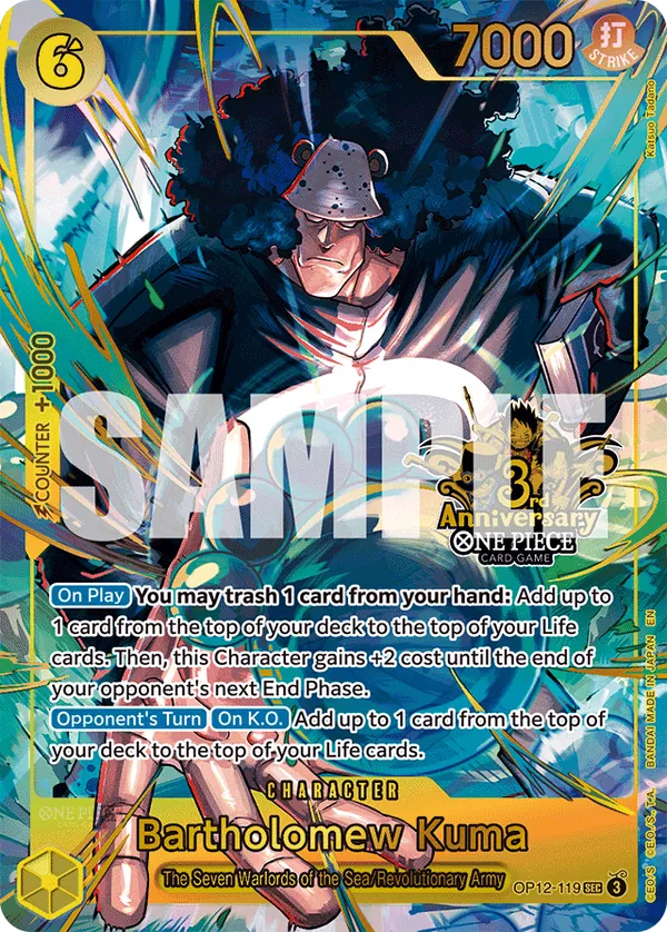 Bartholomew Kuma OP12-119 Japanese 3rd Anniversary Set One Piece card