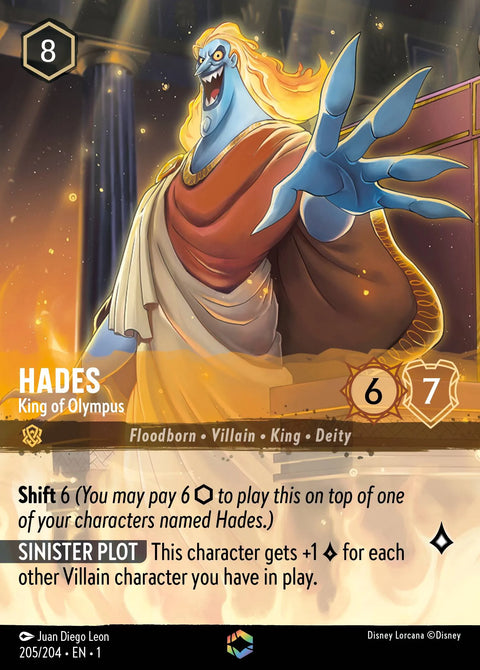 Hades - King of Olympus (001-205) - Set 1: The First Chapter - Disney Lorcana Enchanted