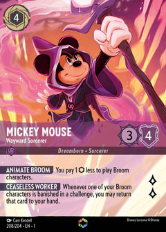 Mickey Mouse - Wayward Sorcerer (001-208) - Set 1: The First Chapter - Disney Lorcana Enchanted