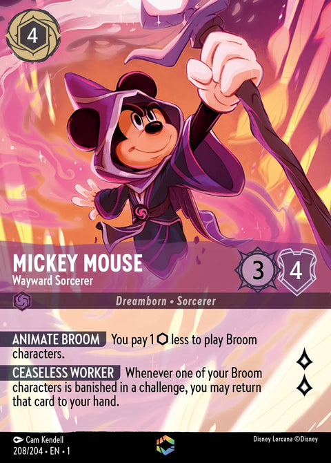 Mickey Mouse - Wayward Sorcerer (001-208) - Set 1: The First Chapter - Disney Lorcana Enchanted