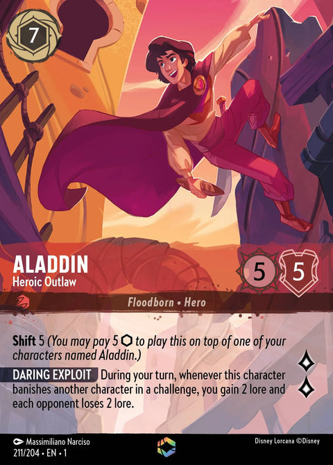 Aladdin - Heroic Outlaw (001-211) - Set 1: The First Chapter - Disney Lorcana Enchanted