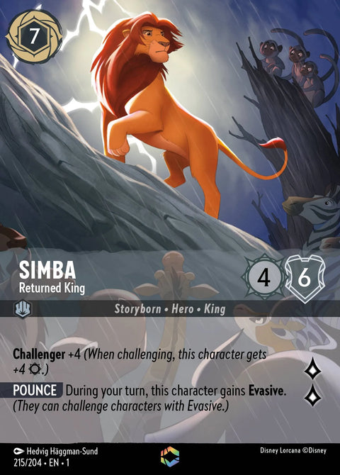 Simba - Returned King (001-215) - Set 1: The First Chapter - Disney Lorcana Enchanted